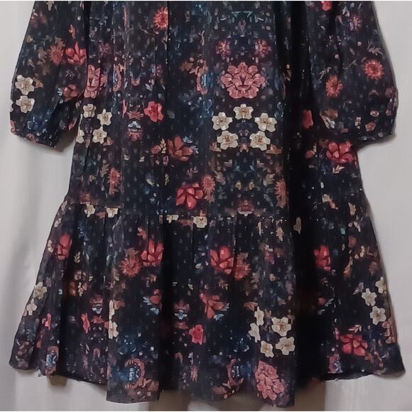 To La Roo Girls Black Floral  Tunic Neck Midi Dress. Size 14 - Picture 8 of 15